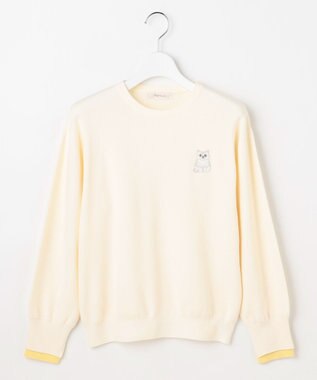 Feroux 【猫カフェMOCHAコラボ】しらたまくん刺繍 ニット アイボリー系