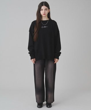 WEGO 【ユニセックス着用ITEM/SMLサイズ展開】アクセ付きワンポイントニットプルオーバー ブラック