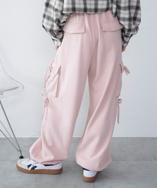WEGO 【ウエストゴム】リボンカーゴスウェットパンツ ピンク