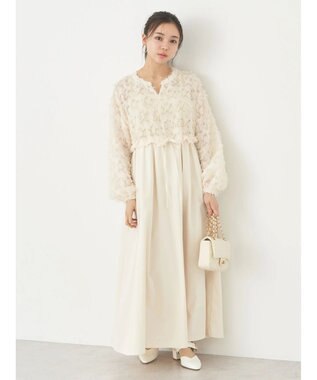 earth music&ecology ジャガード切替ワンピース Ivory