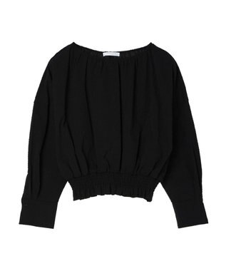 Green Parks 裾シャーリングブラウス Black