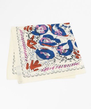 23区 manipuri ヴィンテージモチーフ スカーフ ブルー×オレンジ