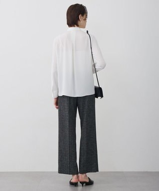 ICB  BackSatinAmunzen  異素材デザイン シャツブラウス オフホワイト