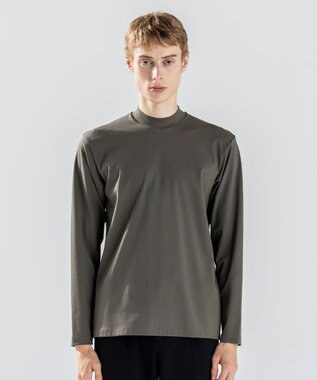 JOSEPH HOMME ハイゲージベアスムース　モックネック長袖Ｔシャツ ダークグリーン系