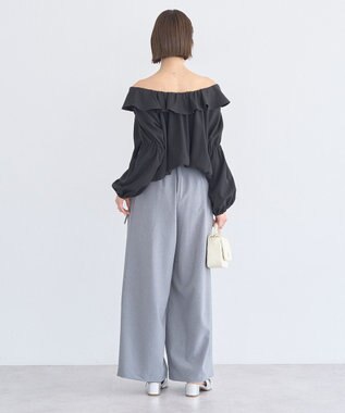 earth music&ecology 2wayオフショルバルーンヘムフリルブラウス Black