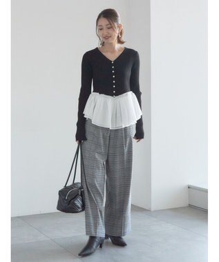 Te chichi グレンチェックスラックス チャコールグレー