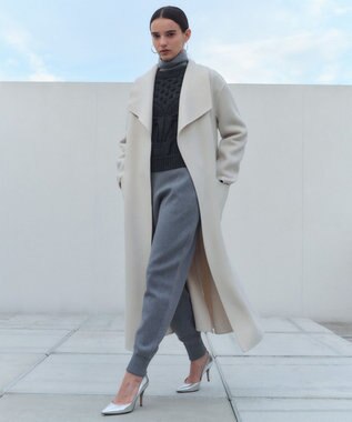 BEIGE， LEMOORE / ウールリバーフェイクレザーポケット付きコート Bone