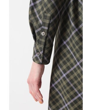 DAKS ハウスチェック バイアスシャツワンピース グリーン