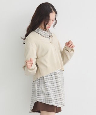 earth music&ecology ロゴ刺繍カーディガン Ivory