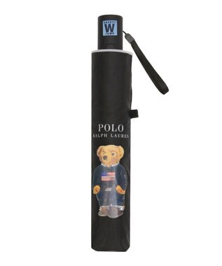 MOONBAT 【自動開閉】POLO RALPH LAUREN 遮光 晴雨兼用 折りたたみ日傘 無地 ポロベア ブラック