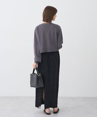 earth music&ecology ロゴ刺繍カーディガン Charcoal Gray