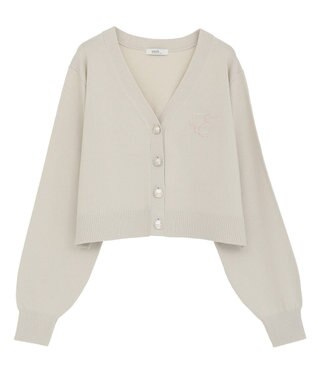 earth music&ecology ロゴ刺繍カーディガン Ivory