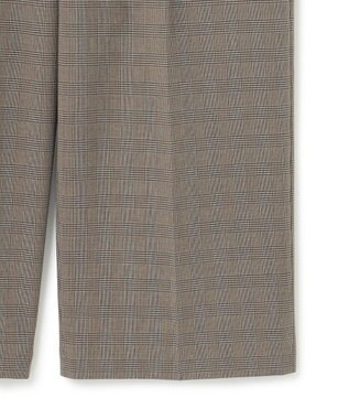 23区 【洗える】ドライ2WAYストレッチ チェック ワイドパンツ ダークブラウン系