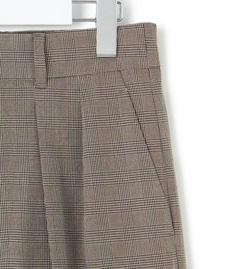 23区 S 【洗える】ドライ2WAYストレッチ チェック ワイドパンツ ダークブラウン系