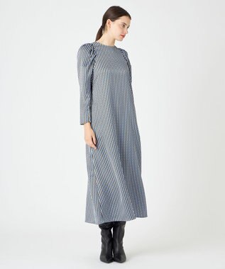 BEIGE， MABILLON / マトンスリーブドレス Sax x Brown