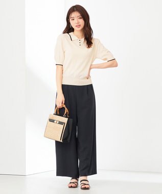 ANY SIS 【洗える】イージードロスト ワイドパンツ ネイビー