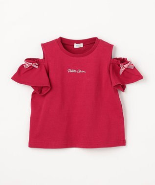 ANY KIDS 【綿100%】オンオフショルダー Tシャツ レッド