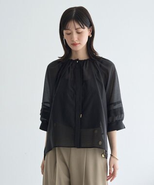 YECCA VECCA タックスリーブシアーシャツ Black