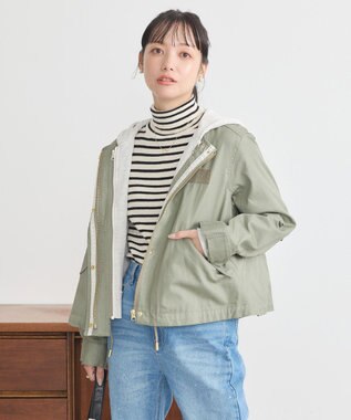 earth music&ecology パーカー付きミリタリーブルゾン