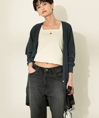 AMERICAN HOLIC ウォッシャブルVネックロングカーディガン Navy