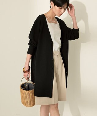 AMERICAN HOLIC ウォッシャブルVネックロングカーディガン Black