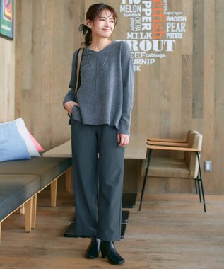 Tiaclasse 【日本製・新色追加・洗える・ストレッチ】エアシルキーワイドパンツ ディープブルー