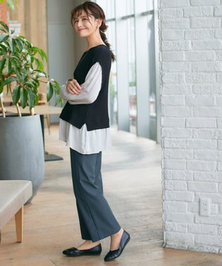 Tiaclasse 【日本製・新色追加・洗える・ストレッチ】エアシルキーワイドパンツ ディープブルー