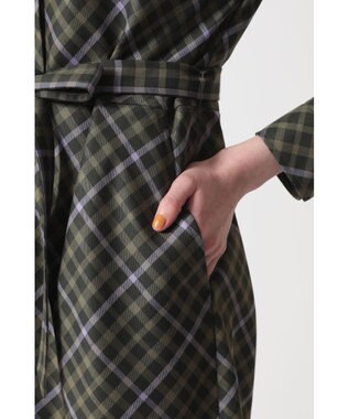 DAKS ハウスチェック バイアスシャツワンピース グリーン