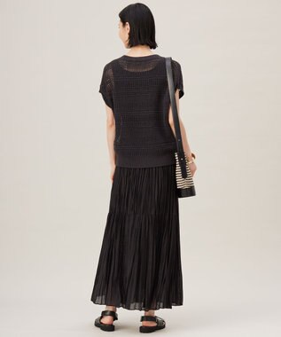 自由区 【接触冷感・洗える】ハンドワッシャープリーツ スカート ブラック