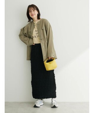 Green Parks 綿麻混ノーカラーブルゾン Light Khaki