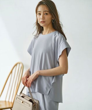 組曲 ライトアムンゼンジャージー フリルブラウス ブルーグレー系