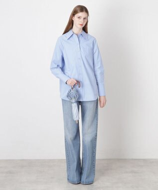 MOONBAT 【遮光/晴雨兼用日傘】POLO RALPH LAUREN(ポロ ラルフローレン) エンブフリル 折りたたみ傘 楽折 遮熱 UV スカイブルー