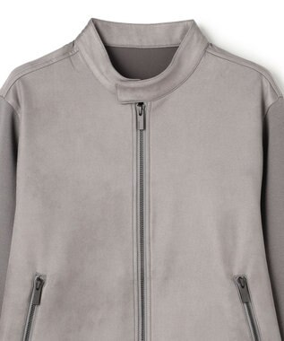 JOSEPH HOMME 【ストレッチ】レザーライクジャージーニットブロック　ZIP UPブルゾン ライトグレー系