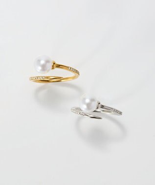 Phoebe 【金属アレルギー対応】ドローラップパールビジューリング　シルバー シルバー