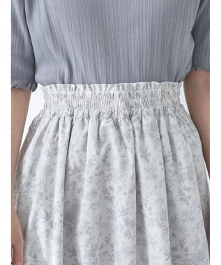 earth music&ecology フラワーティアードテックスカート Grayish Blue