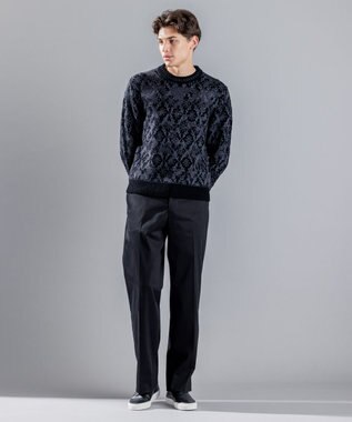 JOSEPH HOMME オーナメントブークレ　クルーネックニット ブラック系