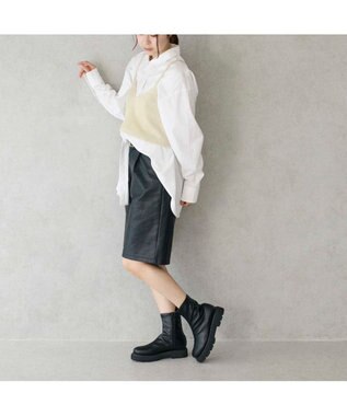 MODE ET JACOMO <carino>【レイン対応】厚底ショートブーツ ブラック