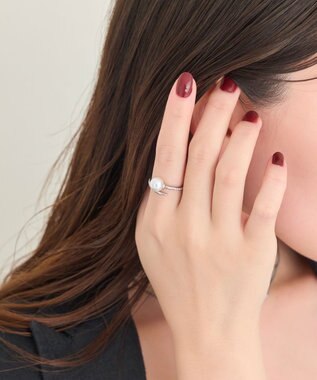 Phoebe 【金属アレルギー対応】ドローラップパールビジューリング　シルバー シルバー