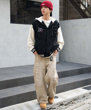 WEGO 【ユニセックス着用ITEM】スウェットフードスタジャン ブラック