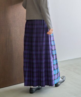 AMERICAN HOLIC シャギーチェックプリーツスカート Blue