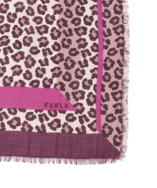 MOONBAT FURLA(フルラ）レオパードウールスカーフ 80×80㎝ ワイン