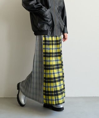 AMERICAN HOLIC シャギーチェックプリーツスカート Yellow