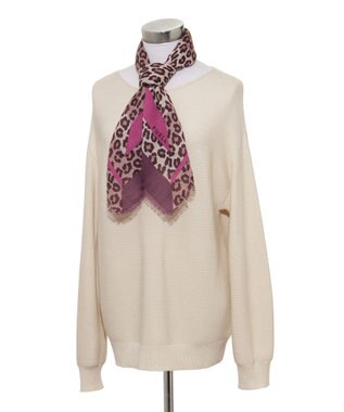 MOONBAT FURLA(フルラ）レオパードウールスカーフ 80×80㎝ ワイン