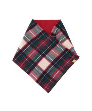 MOONBAT WEB限定【洗える】ミエル (miel) カシミヤ100％ チェックボタン付きマフラー レッド