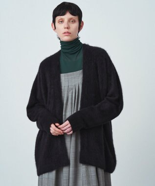 GARMENT DYE CASHMERE | ショートカーディガン, BLACK, 02