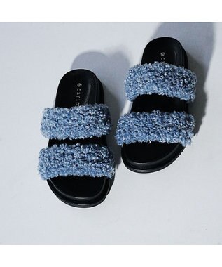 MODE ET JACOMO <carino>エコファーもこもこサンダル ブルー