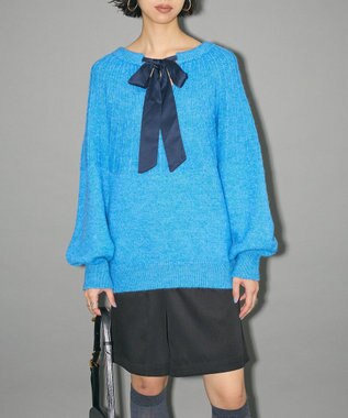 Green Parks ボウタイリボン付きニット Light Pink