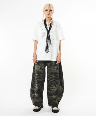 WEGO 【ユニセックス着用ITEM】ハトメバッククロスモチーフパンツ 柄1