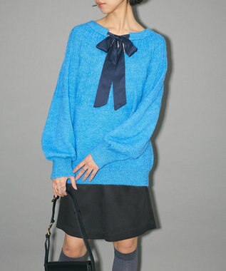 Green Parks ボウタイリボン付きニット Light Pink