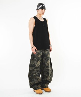 WEGO 【ユニセックス着用ITEM】ハトメバッククロスモチーフパンツ 柄1